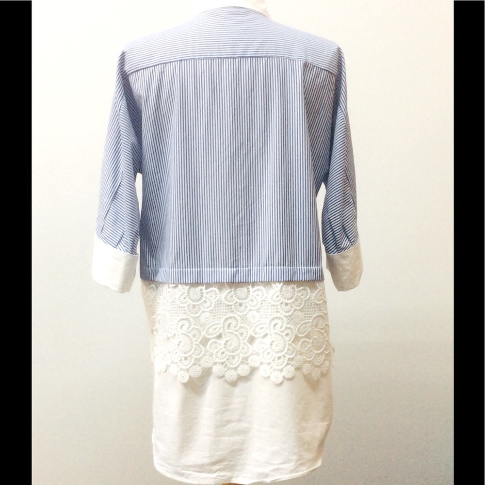 Zara Basic*Collection (M) Tunic Pinstripes / Lace. - image 8